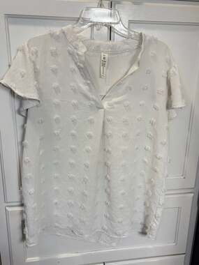 B Brand Swiss Dot White XXL Ruffle Sleeve V-Neck Blouse Boho Cottagecore